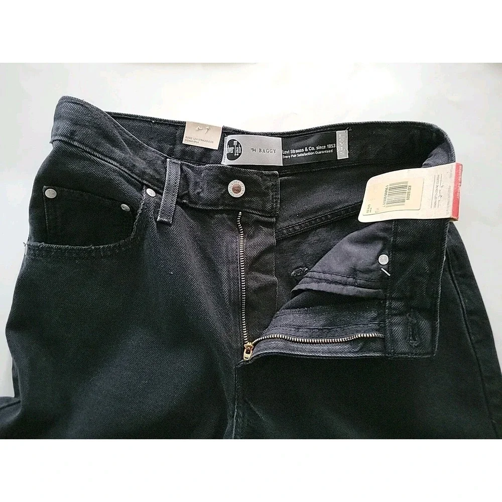 Levi's Mens SilverTab '94 Baggy Jeans Straight Leg Black Distressed‎ 28x31 NWT